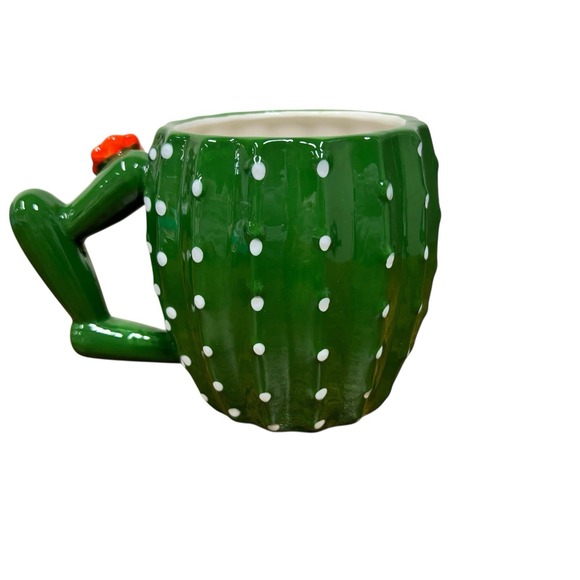 Pier 1 Cactus Coffee Mug  16oz. Succulent Saguaro Red Flower Desert Green - Picture 3 of 8